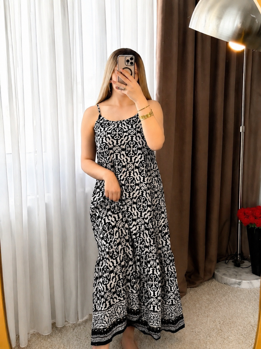 Robe nuisette noir motif multi ANDY