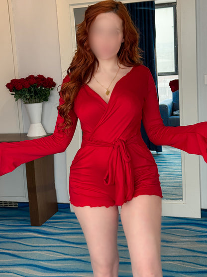Combi cache-coeur short rouge CARROT
