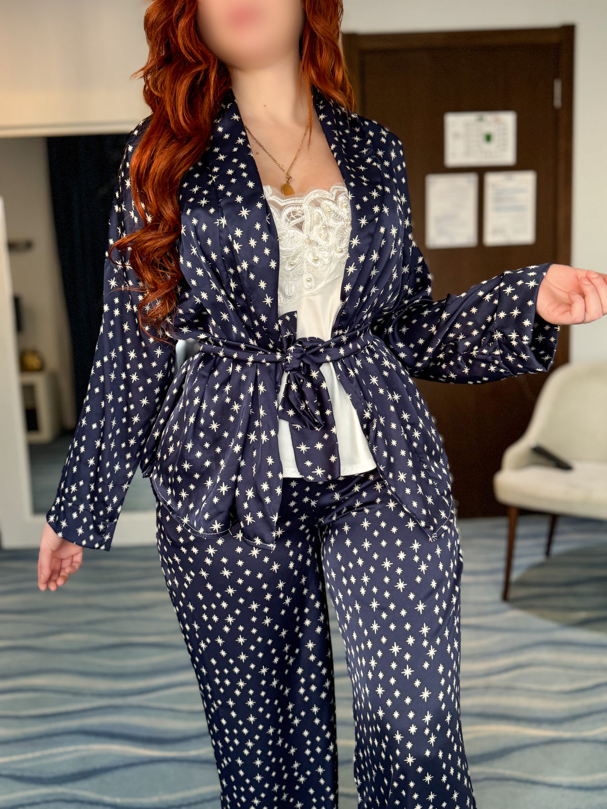 Ensemble 2 pièces motif STAR bleu nuit ELMAS