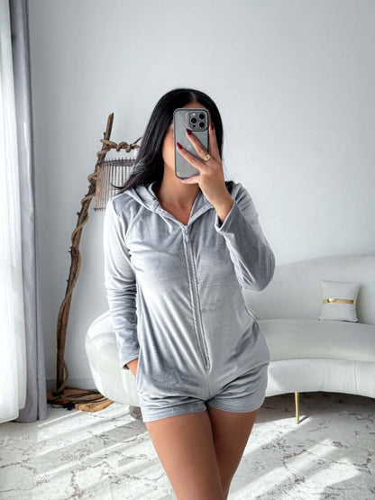 Combishort capuche soft gris clair LAPINE