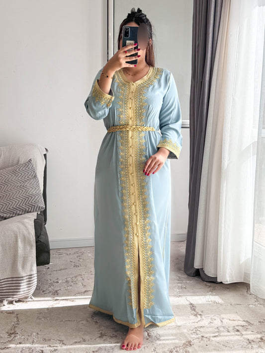 Robe d'hôtesse unie bleu clair RANDA