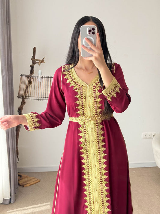 Robe d'hôtesse unie bordeaux RANDA