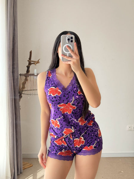 Pyjama bustier short femme violet LIESSA
