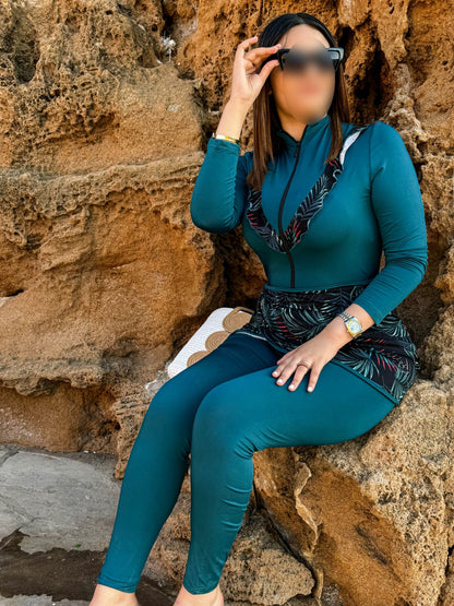 burkini 3 pièces combinaison vert DORIAN