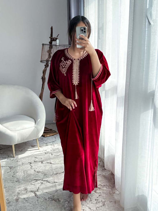 Robe d'hôtesse velours rouge  HANDA