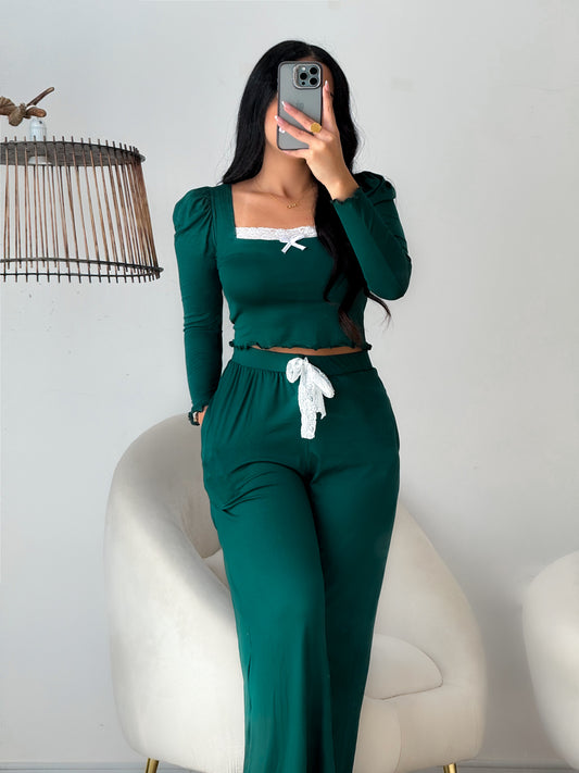 Pyjama crop-top vert femme AMARANTE