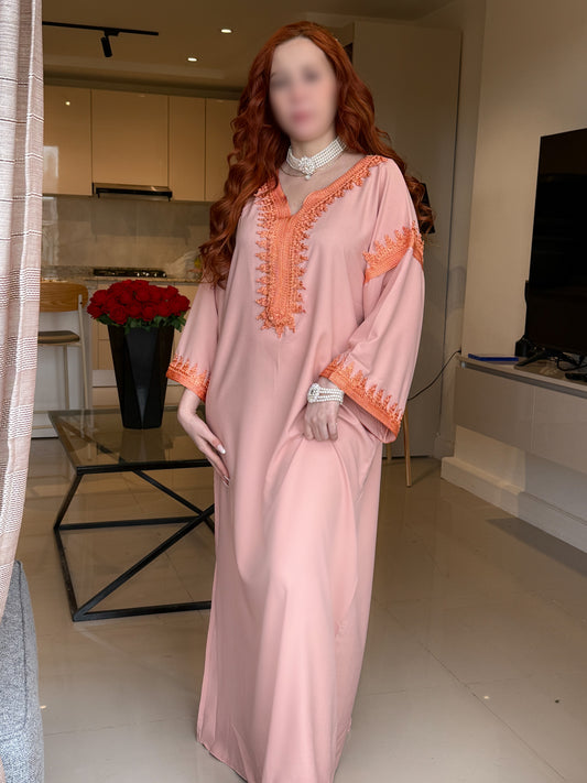 Jebba en crepe saumon galon orange FALINA