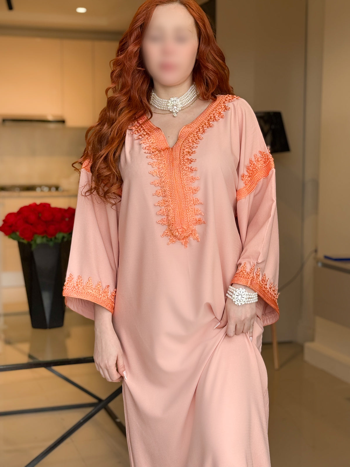 Jebba en crepe saumon galon orange FALINA