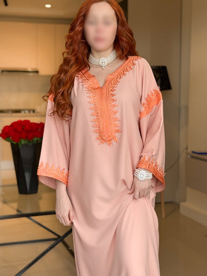 Jebba en crepe saumon galon orange FALINA