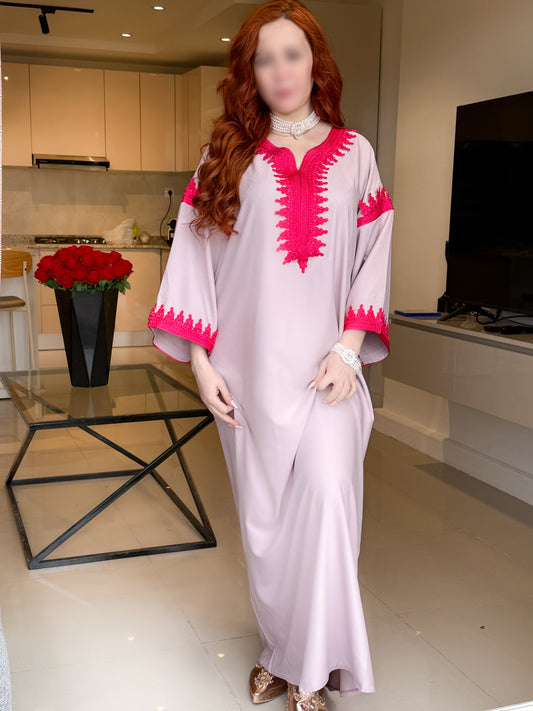 Jebba en crepe rose galon rose foncé FALINA