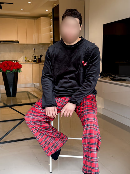 Pyjama noir pantalon à carreaux homme SALINE