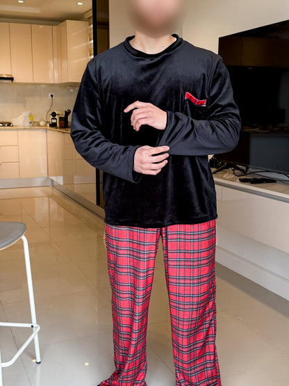 Pyjama noir pantalon à carreaux homme SALINE