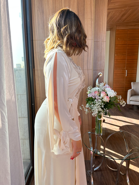 Ensemble 2 pièces velours blanc bridal long CERENADE