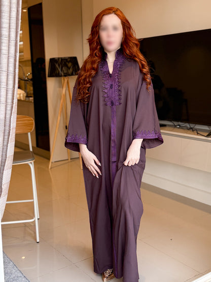 Jebba en crepe mauve galon mauve GAZALIA