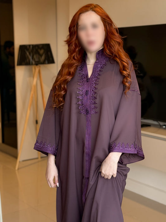 Jebba en crepe mauve galon mauve GAZALIA