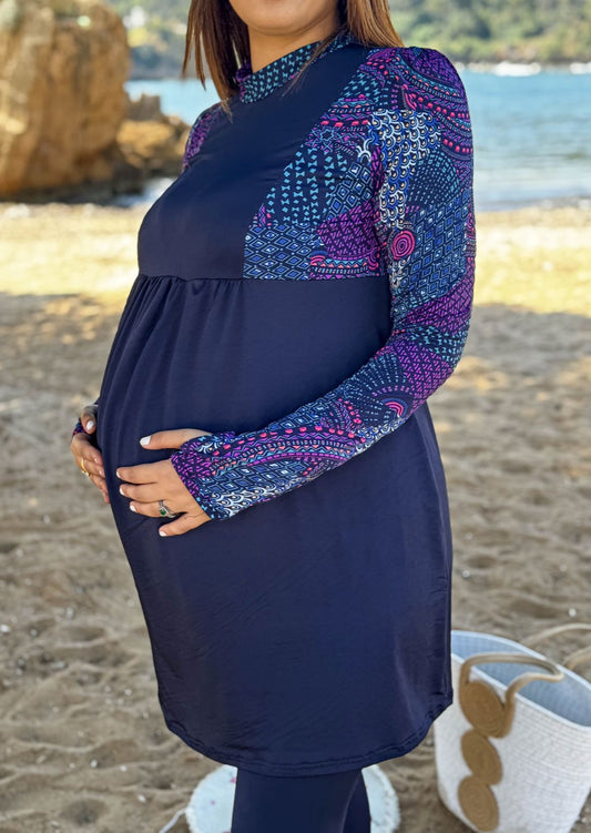 burkini femme enceinte 3 pièces bleu MYRIAN