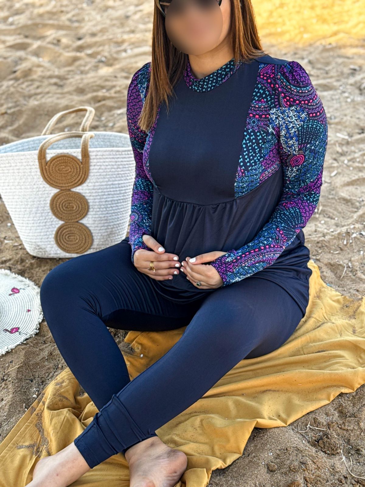 burkini femme enceinte 3 pièces bleu MYRIAN