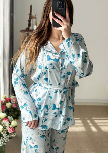 Pyjama imprimé soyeux VERT SILKY