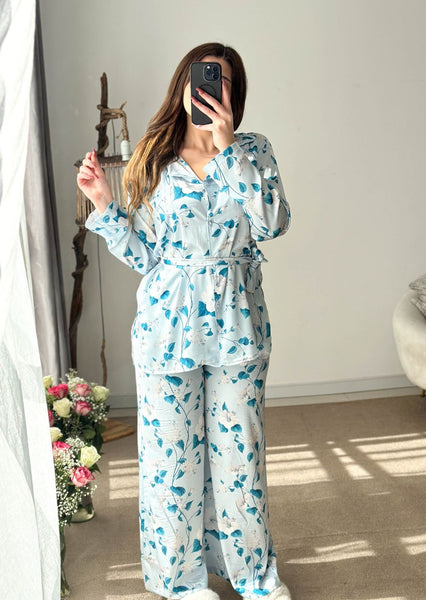 Pyjama imprimé soyeux VERT SILKY