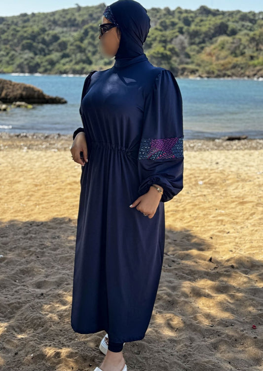 Burkini 3 pièces  bleu à motif multi TESSA