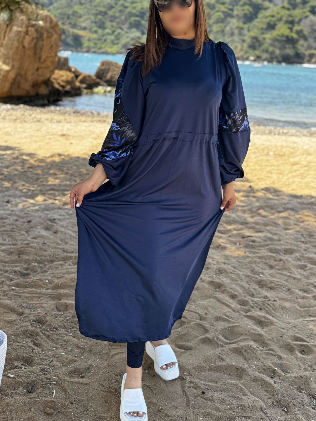 Burkini 3 pièces  bleu à motif bleu TESSA