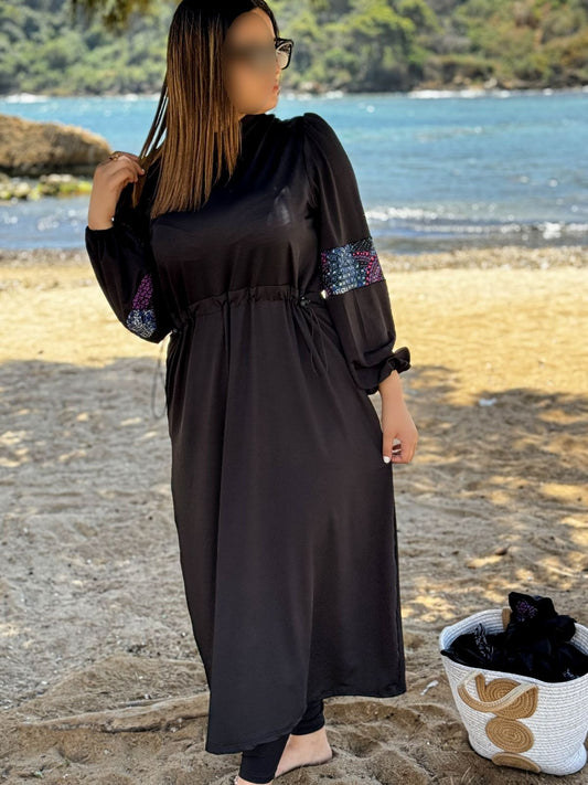 Burkini 3 pièces  noir à motif multi TESSA
