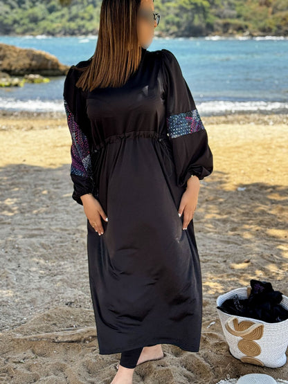 Burkini 3 pièces  noir à motif multi TESSA