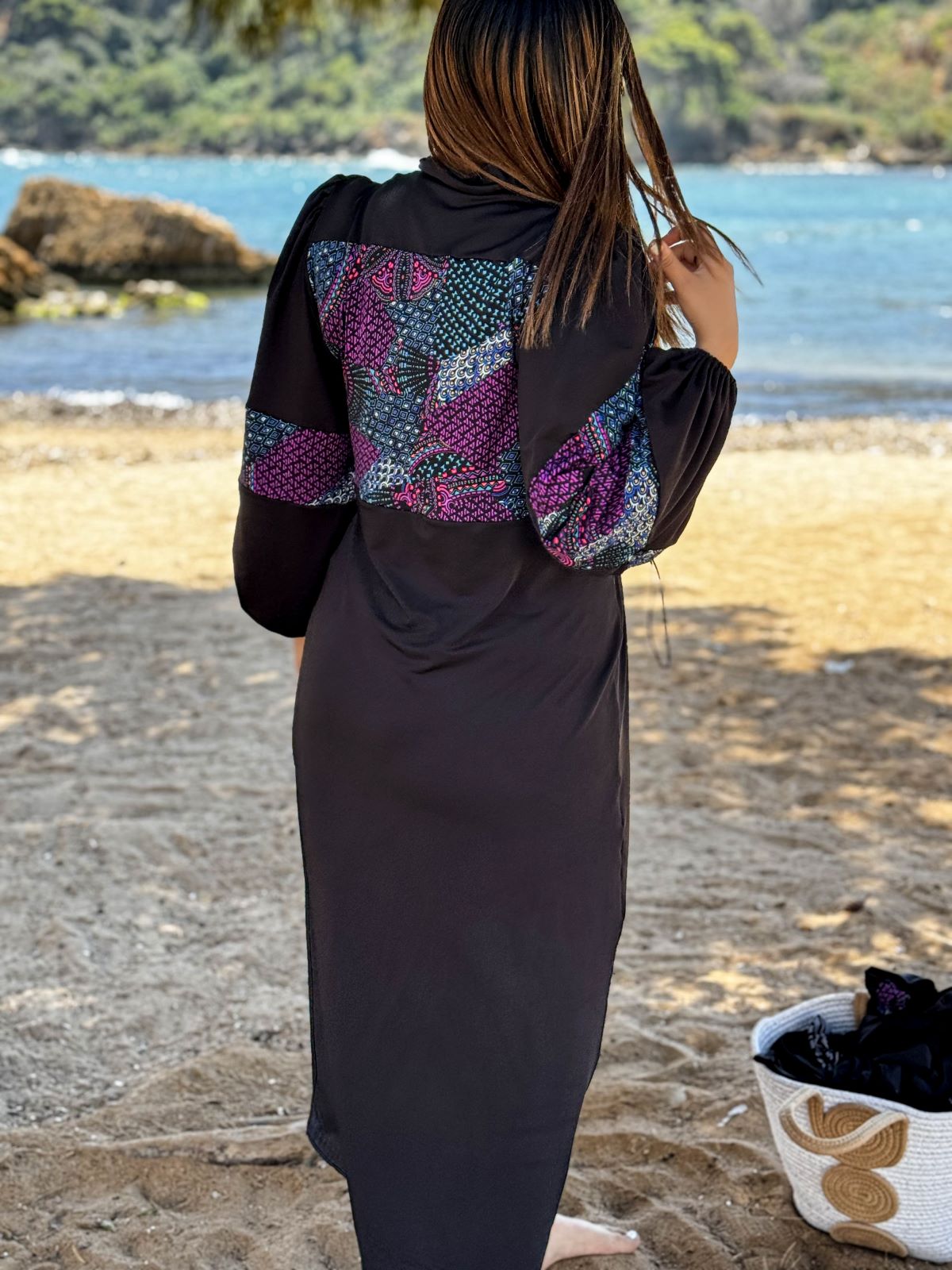 Burkini 3 pièces  noir à motif multi TESSA