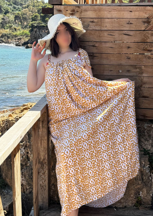 robe de plage jaune imprimée Pearl