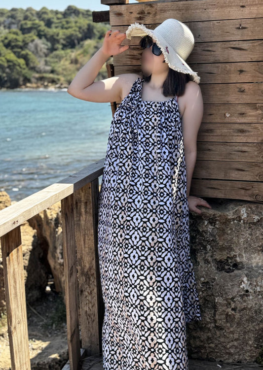 robe de plage noir imprimée Pearl