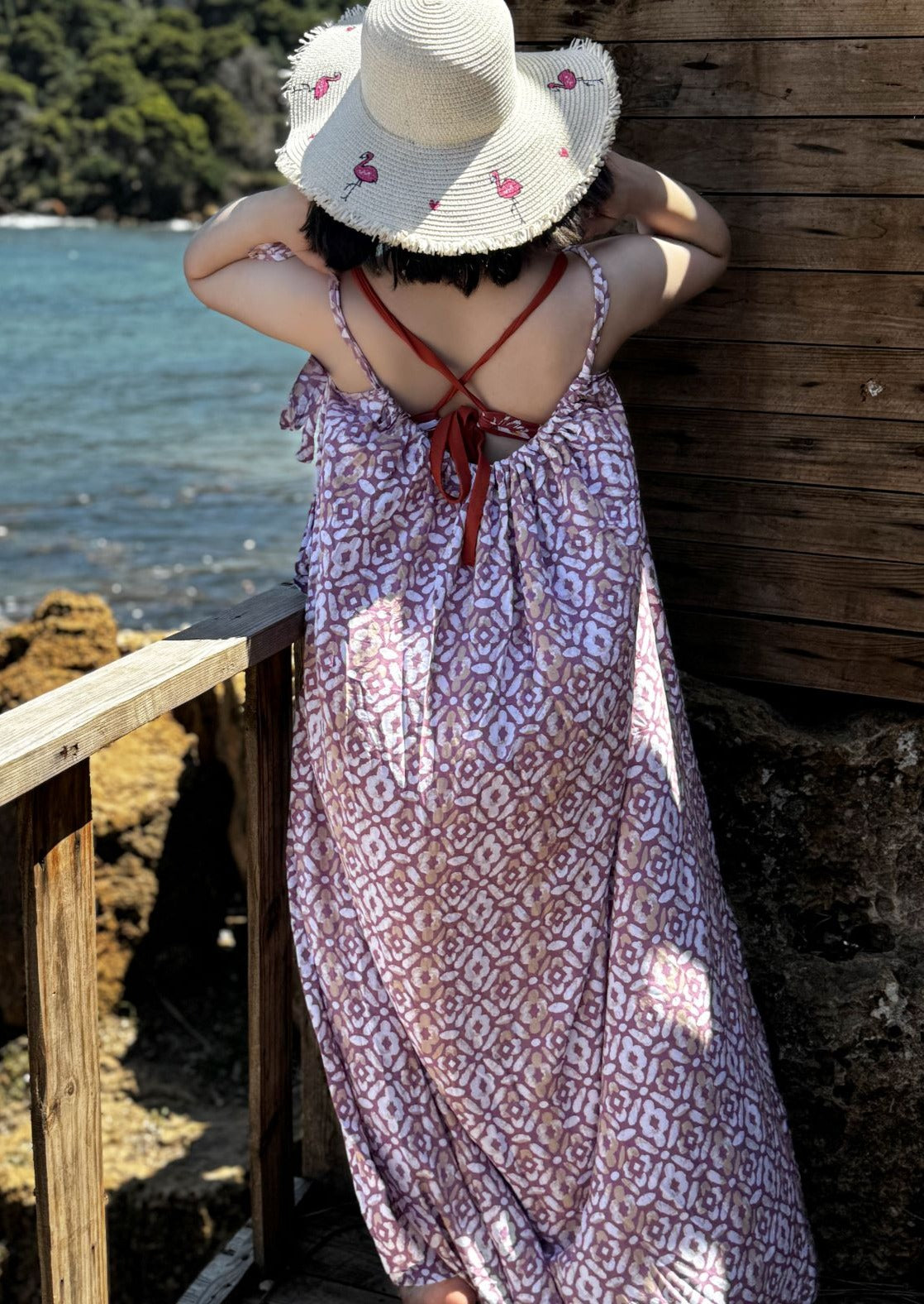 robe de plage mauve imprimée Pearl