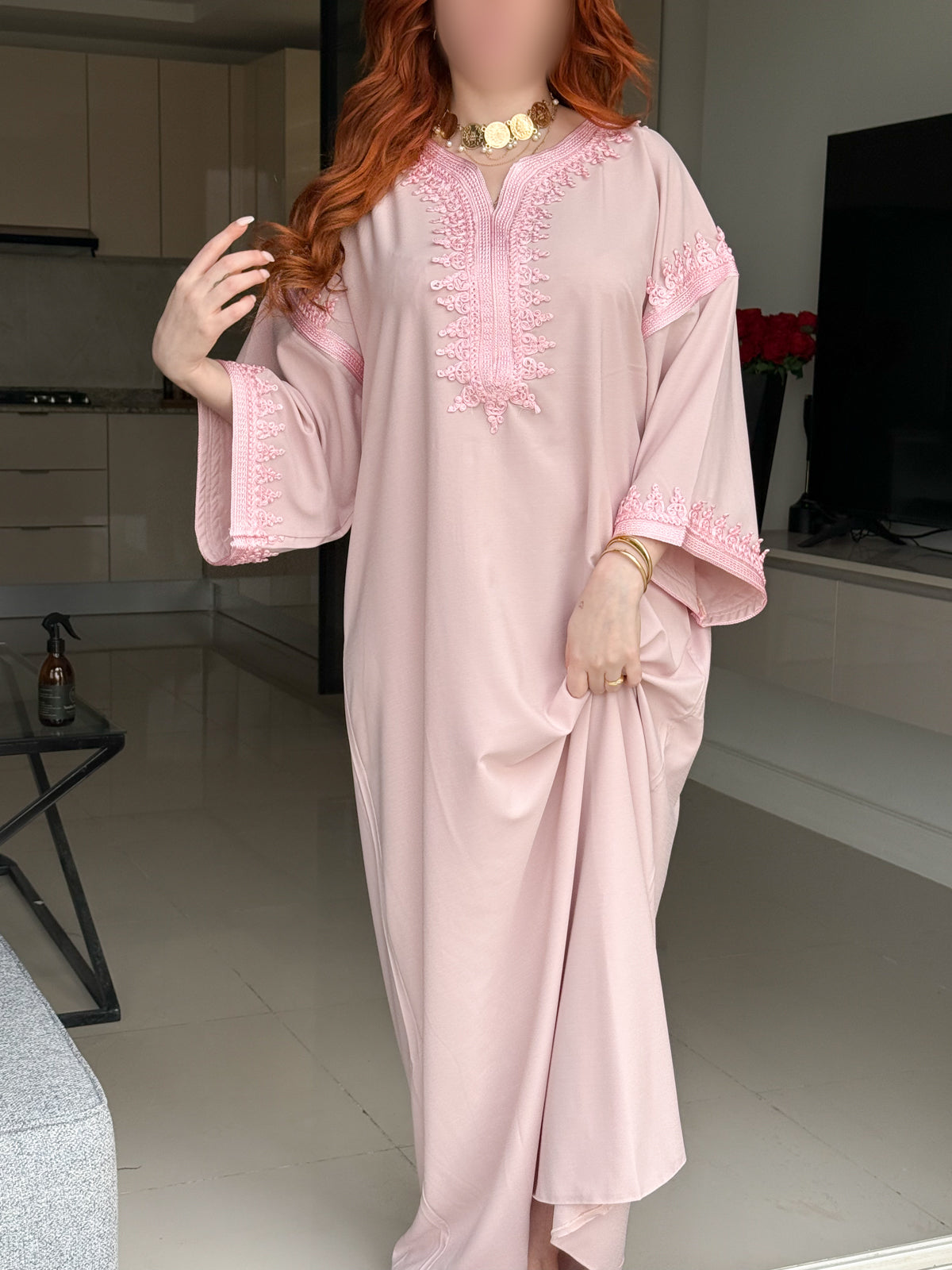 Jebba en crepe rose galon rose FALINA