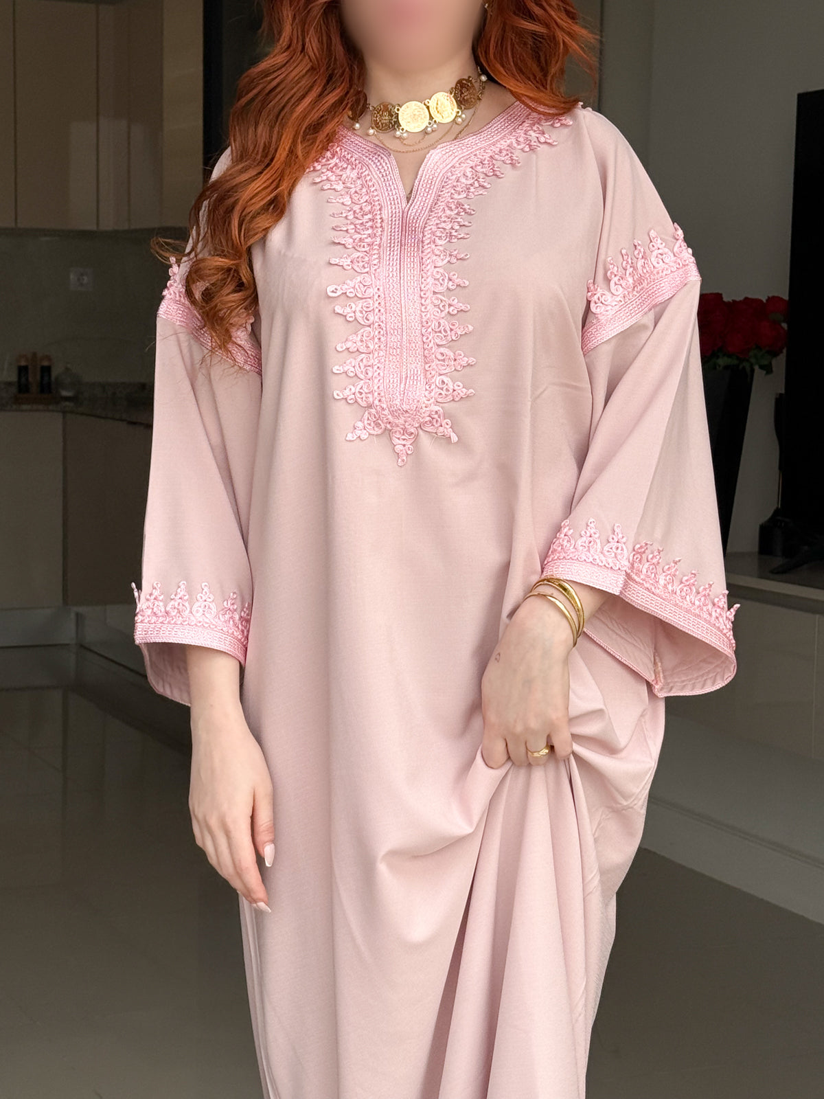 Jebba en crepe rose galon rose FALINA