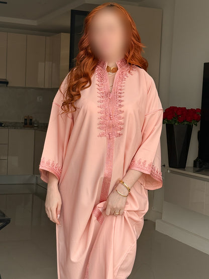 Jebba en crepe rose galon rose GAZALIA