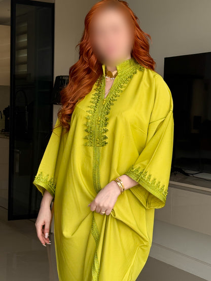 Jebba en crepe vert pis galon vert pis GAZALIA