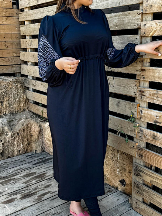 Burkini 3 pièces  noir à motif blanc TESSA