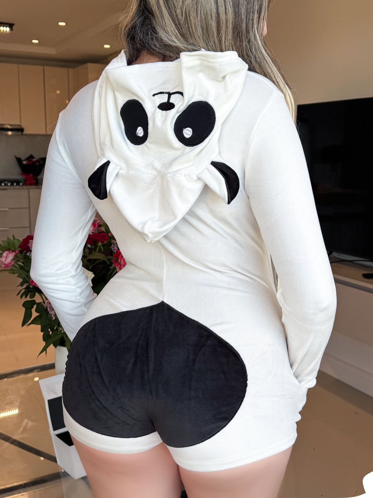 Combishort noir capuche blanc bnvsoft PANDA