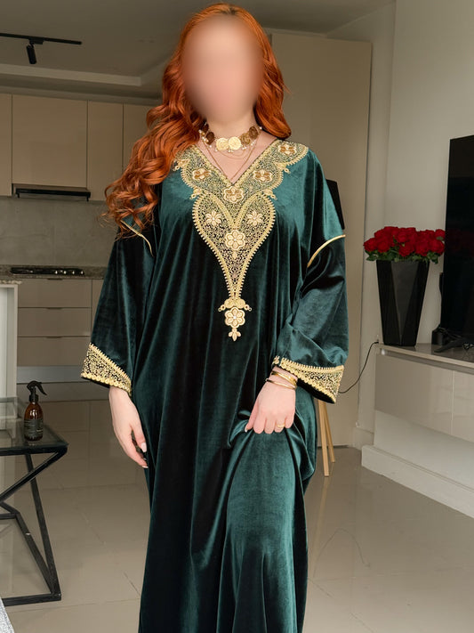 Jebba velours vert bouteille galon WASILA