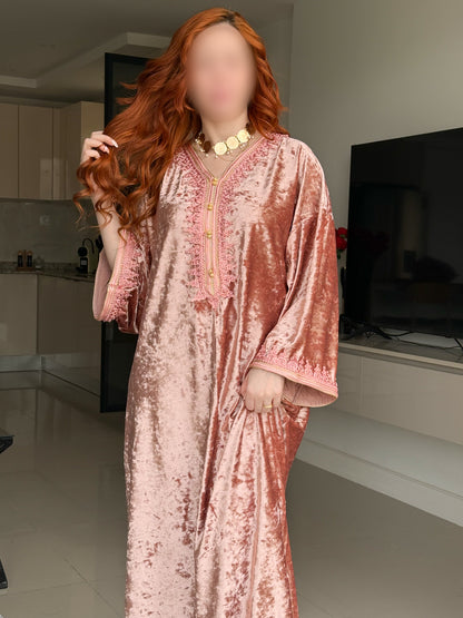 Jebba velours rose galon rose LINATA