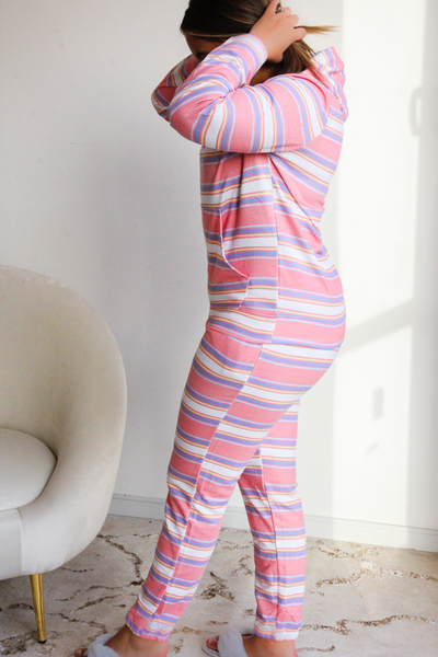 Pyjama capuche rose tendance STRAPPY