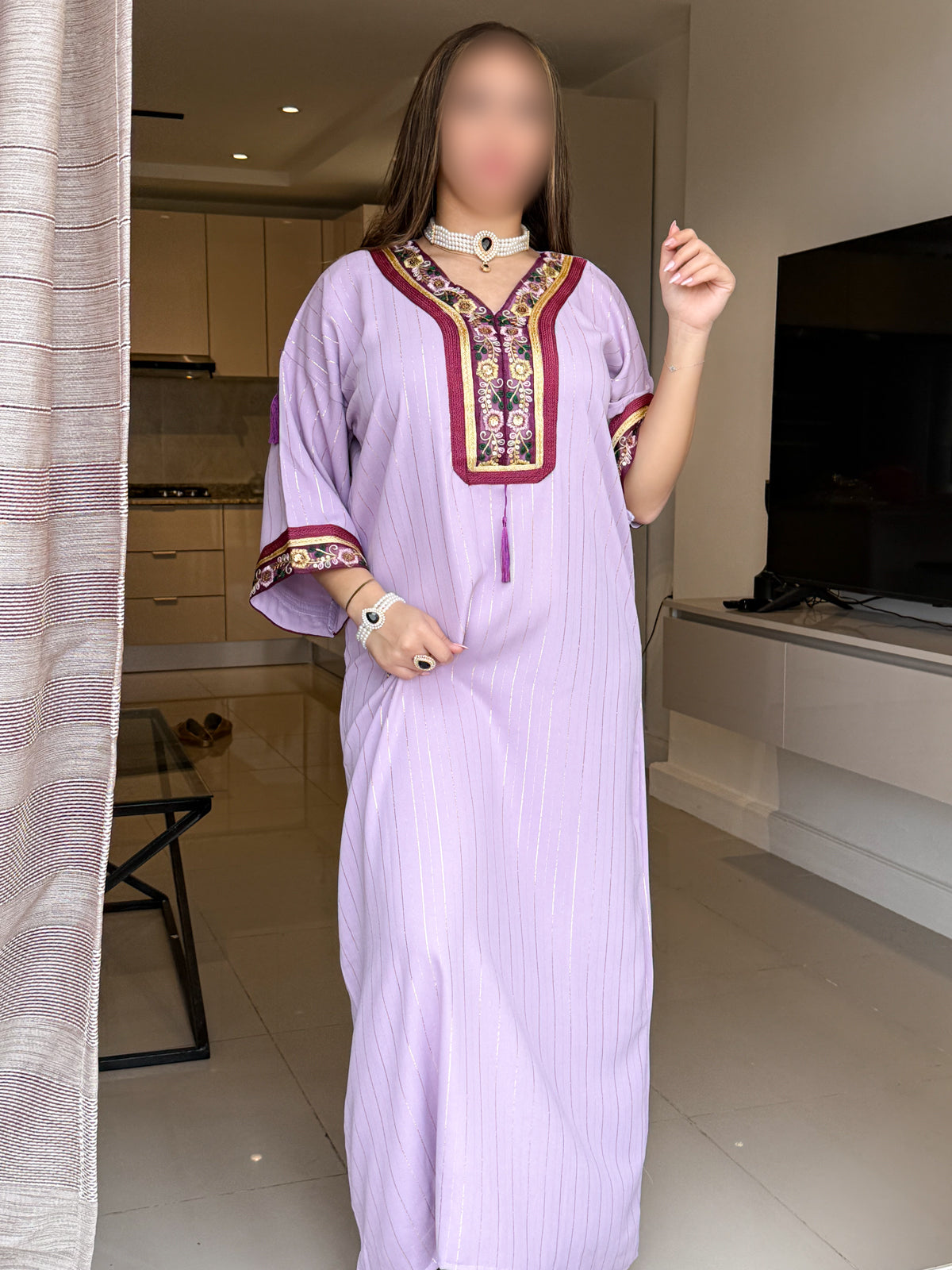 Jebba unie a rayures mauve ELENA