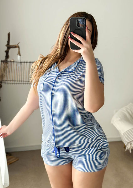 Pyjama demi-manche Short imprimé blue STEEL