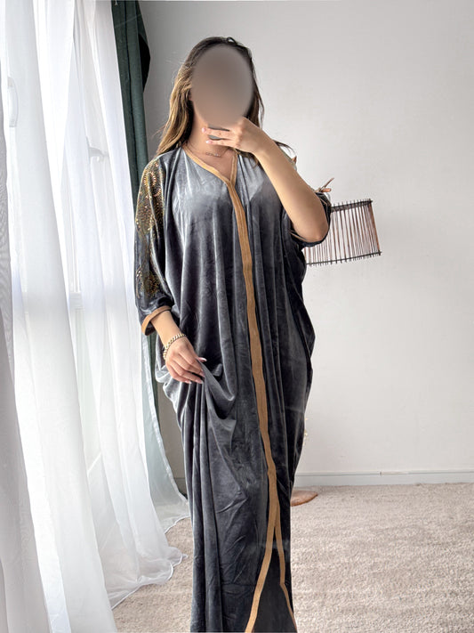 Robe d'hôtesse velours gris NEHAD