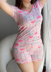 Pyjama demies manches short rose kitty ASTRI