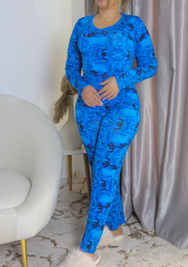 Pyjama soft bleu imprimé AZURI