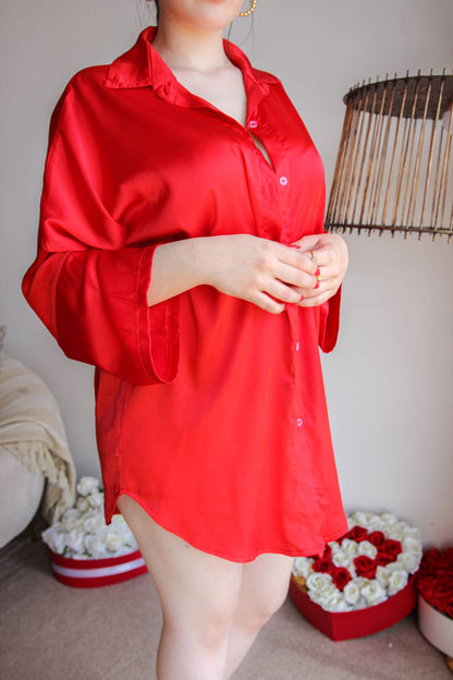 Chemise femme soyeuse rouge BRIDE