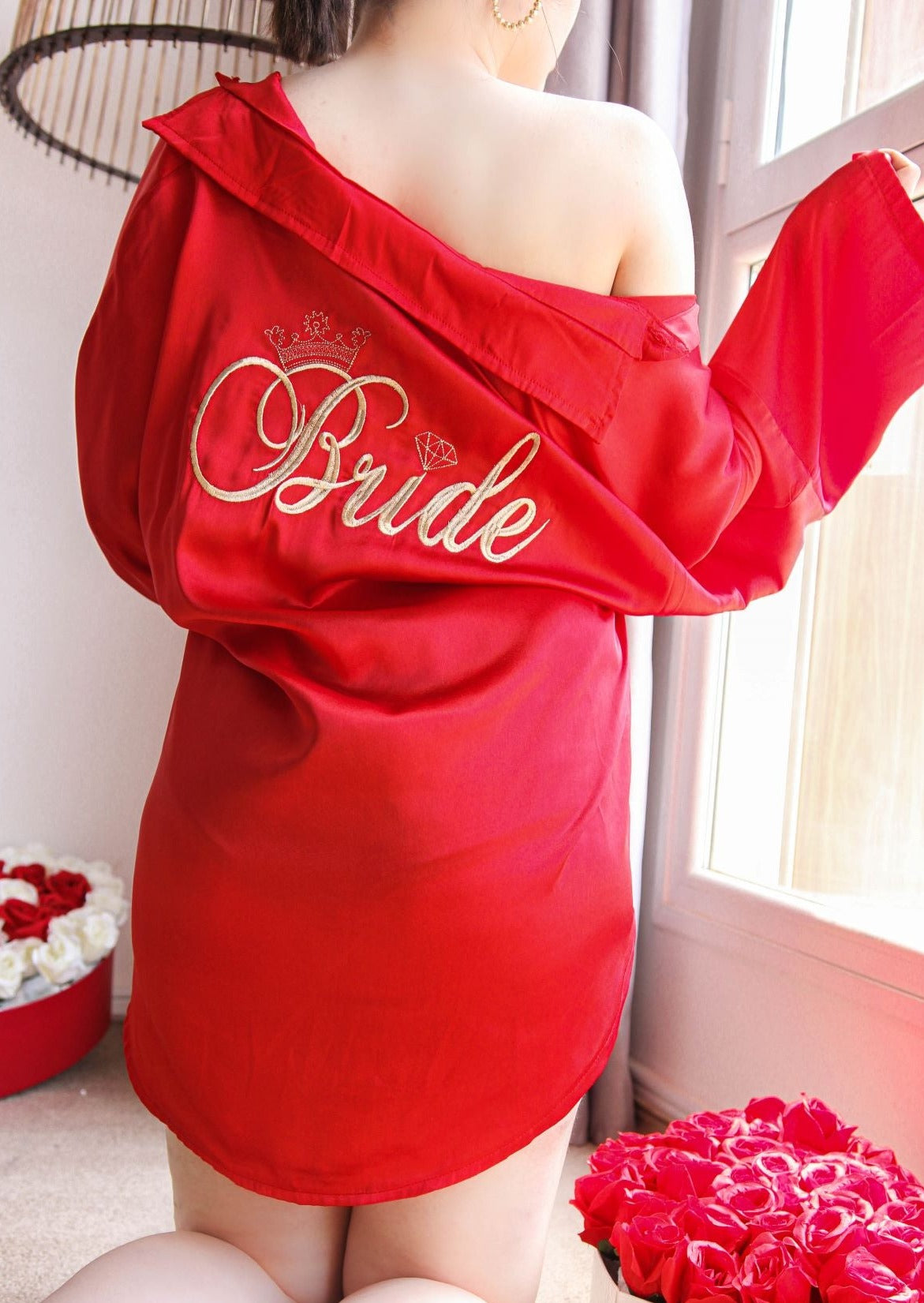 Chemise femme soyeuse rouge BRIDE