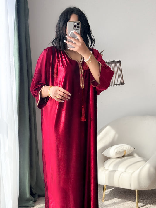 Robe d'hôtesse velours bordeaux SAMAR