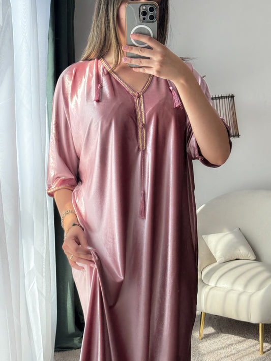 Robe d'hôtesse velours bois de rose SAMAR