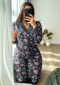 Pyjama coton femme noir MONTANY